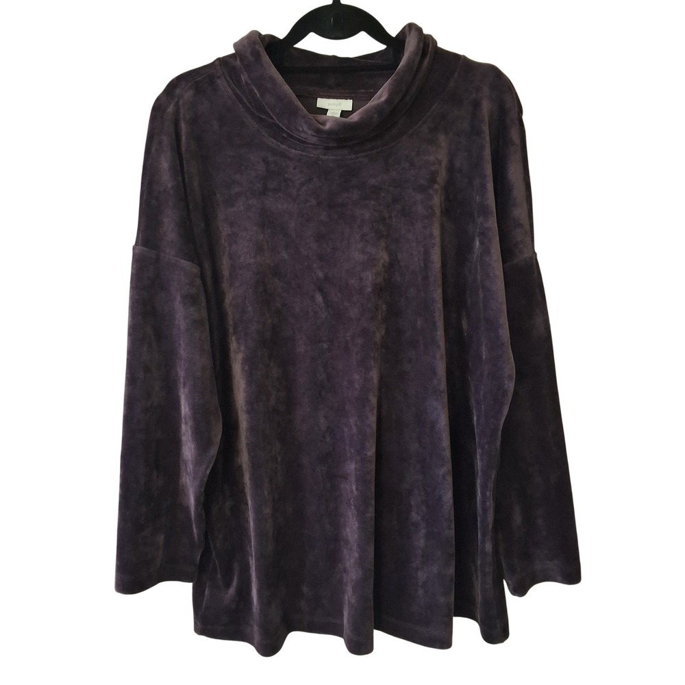 J.‎ Jill Women XL Velour Funnel Neck Tunic Top Long Sleeve Loungewear Comfort
